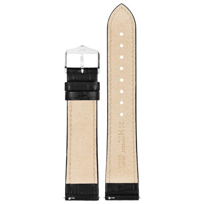 Curea din piele Hirsch Duke S 01028350-2, negru, piele de vițel, lungime S, Quick Release