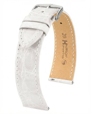 Hirsch Genuine Croco Leather Strap L 01808000-2, alb, piele de crocodil, lungime L, eliberare rapidă