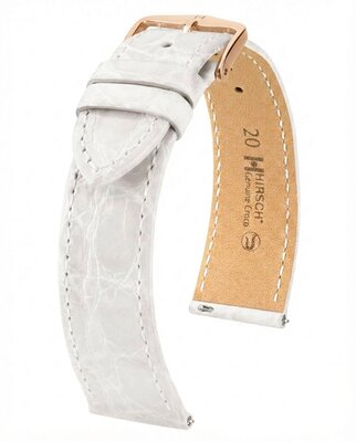 Hirsch Genuine Croco Leather Strap L 01808000-7, alb, piele de crocodil, lungime L, eliberare rapidă