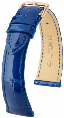 Curea din piele Hirsch London L 04307082-7, albastru, piele de aligator, lungime L, Quick Release
