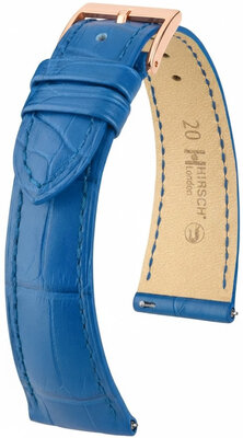 curea din piele Hirsch London L 04307085-7, albastru, piele de aligator, lungime L, Quick Release