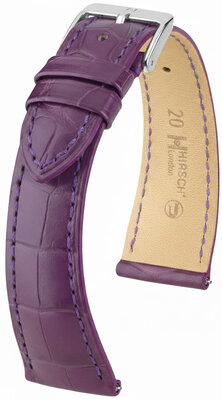 Curea din piele Hirsch London L 04307086-2, violet, piele de aligator, lungime L, eliberare rapidă