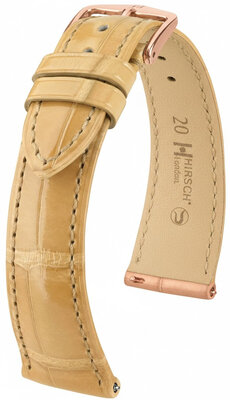 Curea din piele Hirsch London L 04307090-7, bej, piele de aligator, lungime L, Quick Release