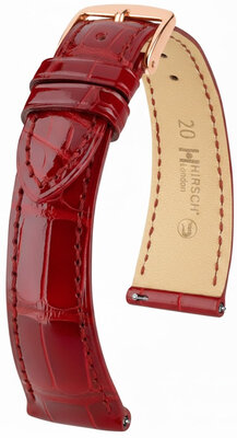 Curea din piele Hirsch London 04207120-7, culoarea roșie, piele de aligator, Quick Release