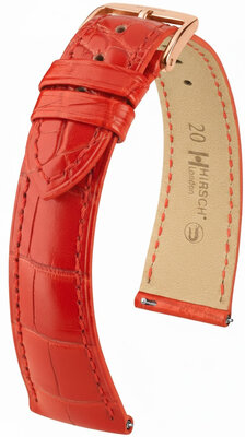Curea din piele Hirsch London 04207129-7, culoarea roșie, piele de aligator, Quick Release
