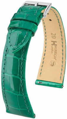 Curea din piele Hirsch London 04207140-2, culoarea verde, piele de aligator, Quick Release