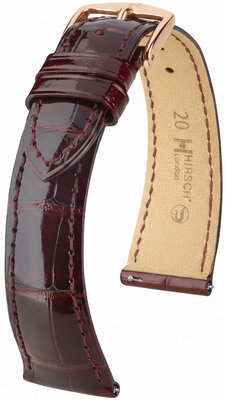 Curea din piele Hirsch London 04207160-7, culoarea roșie, piele de aligator, Quick Release