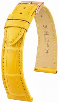 Curea din piele Hirsch London 04207172-7, culoarea galbenă, piele de aligator, Quick Release