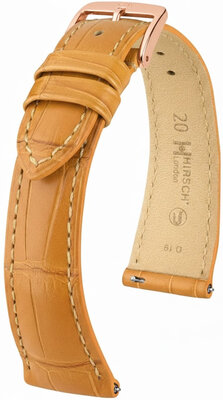 Curea din piele Hirsch London 04207175-7, culoarea maro, piele de aligator, Quick Release