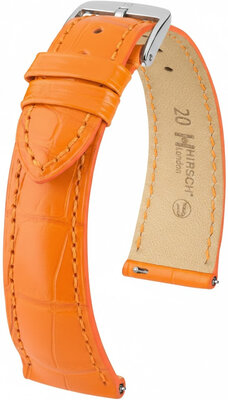 Curea din piele Hirsch London 04207176-2, culoarea portocaliu, piele de aligator, Quick Release