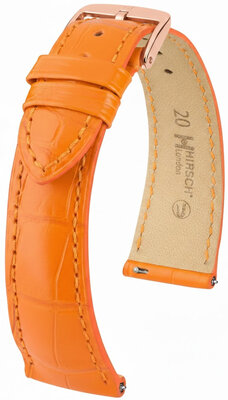 Curea din piele Hirsch London 04207176-7, culoarea portocaliu, piele de aligator, Quick Release