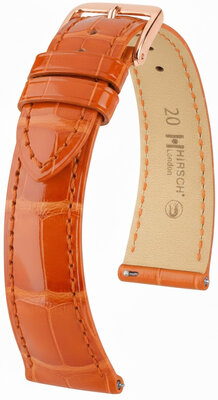 Curea din piele Hirsch London 04207177-7, culoarea portocaliu, piele de aligator, Quick Release