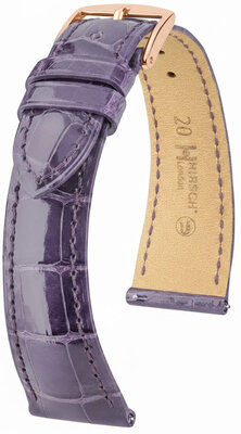 Curea din piele Hirsch London 04207184-7, culoarea violet, piele de aligator, Quick Release