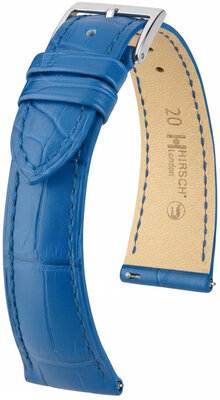 Curea din piele Hirsch London L 04207085-2, albastru, piele de aligator, lungime L, Quick Release