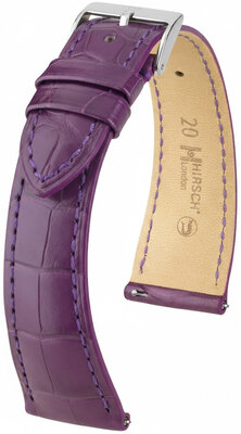 Curea din piele Hirsch London L 04207086-2, violetă, piele de aligator, lungime L, Quick Release
