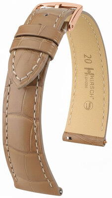 Curea din piele Hirsch London L 04207099-7, bej, piele de aligator, lungime L, Quick Release