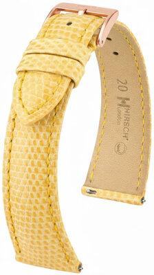 Curea din piele Hirsch London L 04266073-7, galben, piele de șopârlă, lungime L, eliberare rapidă