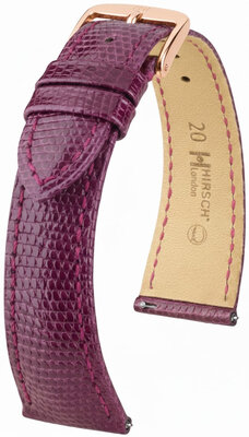 Curea din piele Hirsch London L 04266087-7, violet, piele de șopârlă, lungime L, eliberare rapidă