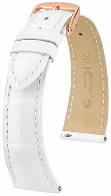 Curea din piele Hirsch London L 04307000-7, albă, piele de aligator, lungime L, Quick Release