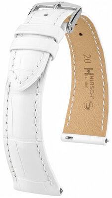 Curea din piele Hirsch London L 04307009-2, alb, piele de aligator, lungime L, eliberare rapidă