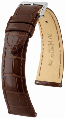 Curea din piele Hirsch London L 04307010-2, maro, piele de aligator, lungime L, Quick Release