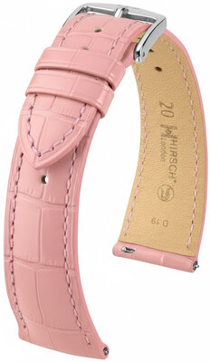 Curea din piele Hirsch London L 04307022-2, roz, piele de aligator, lungime L, Quick Release
