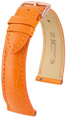 Curea din piele Hirsch London L 04307076-7, portocalie, piele de aligator, lungime L, Quick Release