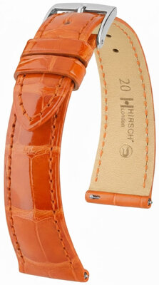 Curea din piele Hirsch London L 04307077-2, portocalie, piele de aligator, lungime L, Quick Release