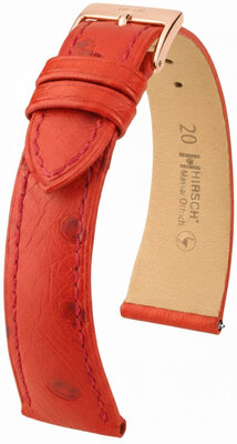 Curea din piele Hirsch Massai Ostrich 04262120-7, culoarea roșie, piele de struț, Quick Release