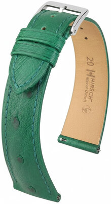 Curea din piele Hirsch Massai Ostrich 04262140-2, culoarea verde, piele de struț, Quick Release