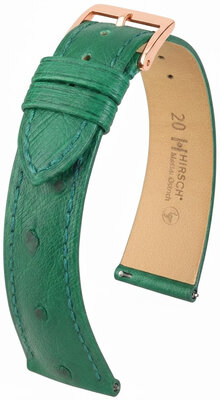 Curea din piele Hirsch Massai Ostrich 04262140-7, culoarea verde, piele de struț, Quick Release
