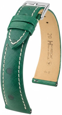 Curea din piele Hirsch Massai Ostrich 04262141-2, culoarea verde, piele de struț, Quick Release