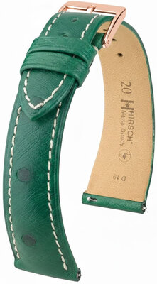 Curea din piele Hirsch Massai Ostrich 04262141-7, culoarea verde, piele de struț, Quick Release