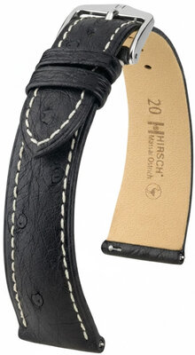 Curea din piele Hirsch Massai Ostrich 04262151-2, culoarea neagră, piele de struț, Quick Release