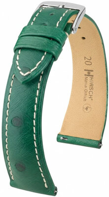 curea din piele Hirsch Massai Ostrich L 04262041-2, verde, piele de struț, lungime L, Quick Release