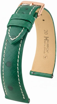 curea din piele Hirsch Massai Ostrich L 04262041-7, verde, piele de struț, lungime L, Quick Release