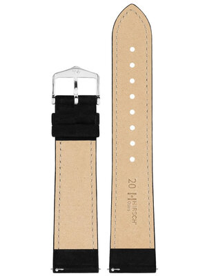 Curea din piele Hirsch Osiris Nubuk 03433150-2, negru, piele de vițel, lungime M, Quick Release