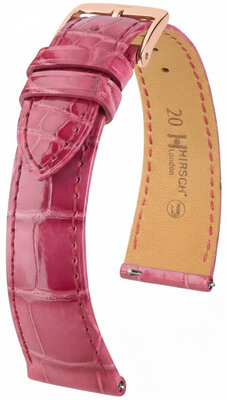 Curea din piele Hirsch London L 04207024-7, roz, piele de aligator, lungime L, eliberare rapidă