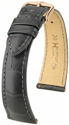 Curea din piele Hirsch London L 04207039-7, gri, piele de aligator, lungime L, eliberare rapidă