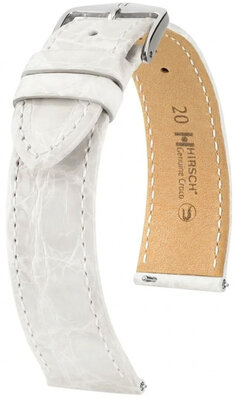 Curea din piele Hirsch Genuine Croco 01808100-2, culoarea albă, piele de crocodil, Quick Release