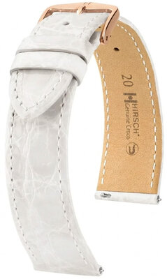 Curea din piele Hirsch Genuine Croco 01808100-7, culoarea albă, piele de crocodil, Quick Release