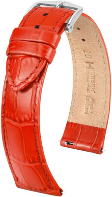 Curea din piele Hirsch Louisianalook L 03427020-2, roșie, piele de vițel, lungime L, Quick Release
