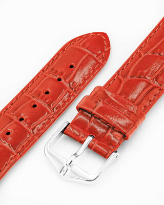 Curea din piele Hirsch Louisianalook L 03427020-2, roșie, piele de vițel, lungime L, Quick Release