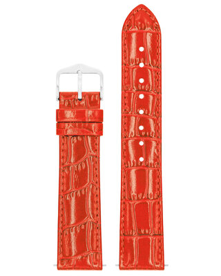 Curea din piele Hirsch Louisianalook L 03427020-2, roșie, piele de vițel, lungime L, Quick Release