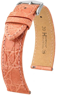 Curea din piele Hirsch Genuine Croco 01808122-2, culoarea roz, piele de crocodil, Quick Release