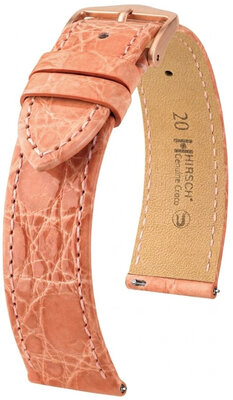 Curea din piele Hirsch Genuine Croco 01808122-7, culoarea roz, piele de crocodil, Quick Release