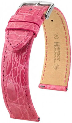 Curea din piele Hirsch Genuine Croco 01808125-2, culoarea roz, piele de crocodil, Quick Release