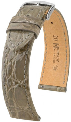 Curea din piele Hirsch Genuine Croco 01808130-2, culoarea gri, piele de crocodil, Quick Release
