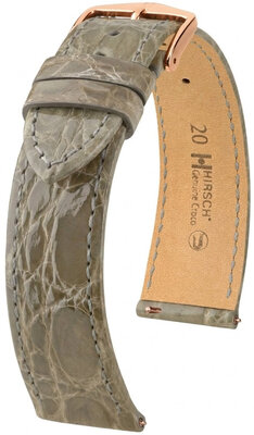 Curea din piele Hirsch Genuine Croco 01808130-7, culoarea gri, piele de crocodil, Quick Release