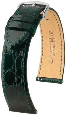 Curea din piele Hirsch Genuine Croco 01808140-2, culoarea verde, piele de crocodil, Quick Release